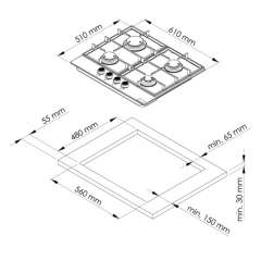 Buy Mika MGH62404FBGW 60cm 4 Gas with WOK  Built-In Gas Hob in Kenya