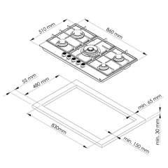 Buy Mika MGH92504FGGW2 90cm 5 Gas with 2 WOK Built-In Gas Hob in Kenya