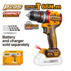 Buy Ingco CIDLI206681 20V 66Nm LI-ION Compact Brushless Cordless Impact Drill in Kenya