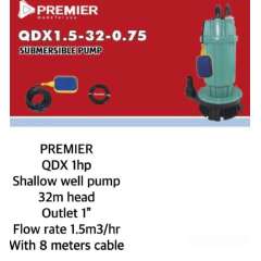 Buy Premier QDX 1HP 32M 1" Shallow Well Electric water Pump in Kenya