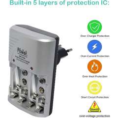 Buy DMK-TC2A9 4 Slots Smart Rechargeable Charger for AA, AAA,9V Batteries in Kenya