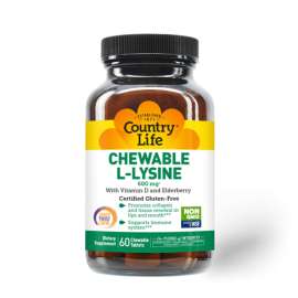 Buy Country Life 600mg Chewable L-Lysine 60Tablets Supplement in [storefront]