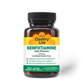 Buy Country Life 150mg Benfotiamine with Thiamin 60 Capsules Supplement in [storefront]