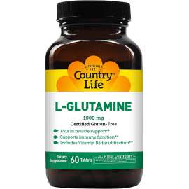 Buy Country Life 1000mg L Glutamine 60 Tablets Supplement in [storefront]