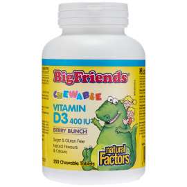Buy Natural Factors Big Friends 400IU Vitamin D3 250 Chewable Tablets in [storefront]