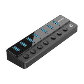 Buy Vention USB B 3.0 to USB 3.0 7 Port Hub with Individual Power Switches and DC 5.5mm Power Adapter in [storefront]