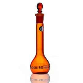 Buy Borosil 50ml Amber Glass Volumetric Flask in [storefront]