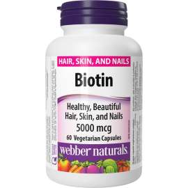 Buy Webber Naturals 5000mcg Biotin 60Capsules Supplement in [storefront]