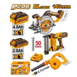 Buy Ingco COSLI240683 20V LI-ION Cordless 3 PCS Combo Kit in [storefront]