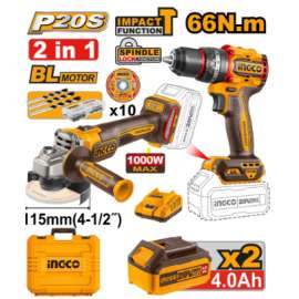 Buy Ingco CKLI20273 20V LI-ION Cordless 2PCS Combo Kit in [storefront]