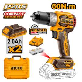 Buy Ingco CDLI20602 20V LI-ION  60Nm Cordless Brushless Drill in [storefront]