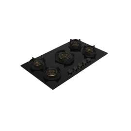 Buy VON VHB905100WFCK 90CM 5 Gas With 3 WOK Black Glass Built In Hob in [storefront]