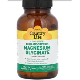 Buy Country Life Dual Action Chelated Magnesium Glycinate 350mg 90 Tablets in [storefront]