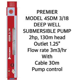 Buy Premier 4SDM 3/18 2HP 130M 1.2" electric Deep Well submersible water pump in [storefront]