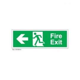 Buy Fire Exit Arrow Left Sign in [storefront]