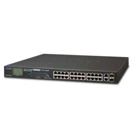 Buy Planet FGSW-2622VHP 24-Port 10/100TX 802.3at PoE + 2-Port Gigabit TP + 2-Port SFP Ethernet Switch with LCD PoE Monitor in [storefront]