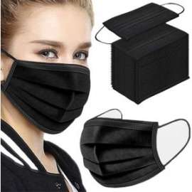 Buy 3Ply Disposable Black Face Masks in [storefront]