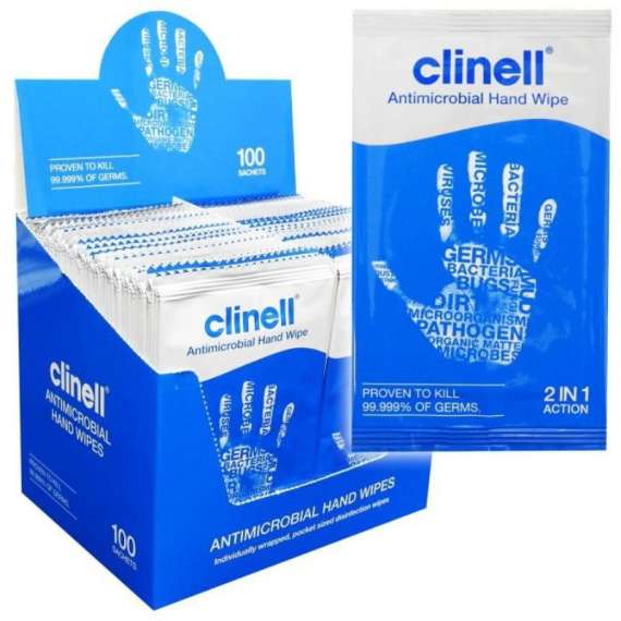 Buy Clinell Antimicrobial Hand Wipes in [storefront]