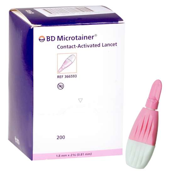 Buy BD Microtainer Contact Activated 200Pack Lancets, Type of Lancet : Medium Flow/Pink in [storefront]