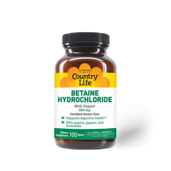 Buy Country Life Betaine Hydrochloride 100Tablets Supplement in [storefront]