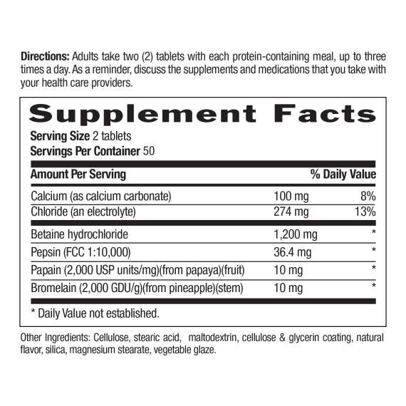 Buy Country Life Betaine Hydrochloride 100Tablets Supplement in [storefront]