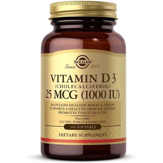 Buy Solgar 25mcg(1000IU) Vitamin D3 100 Softgels in [storefront]