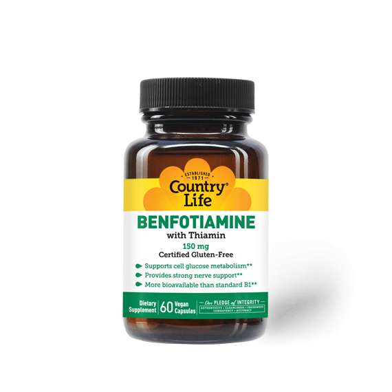 Buy Country Life 150mg Benfotiamine with Thiamin 60 Capsules Supplement in [storefront]