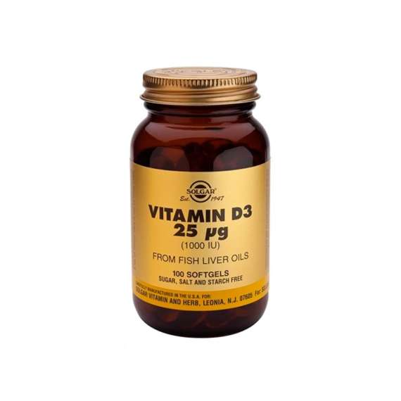 Buy Solgar 25mcg(1000IU) Vitamin D3 100 Softgels in [storefront]