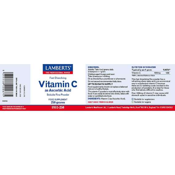 Buy Lamberts 250g Vitamin C Ascorbic Acid Powder Supplement in Kenya