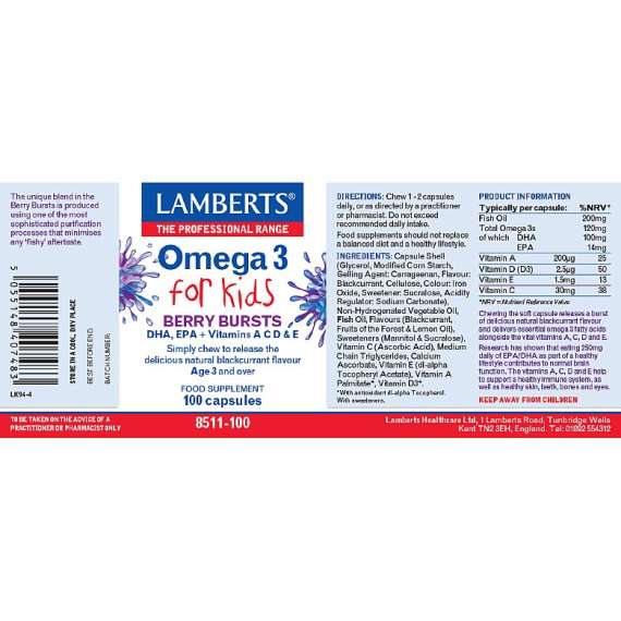 Buy Lamberts Omega 3 for Kids 100 Capsules Supplement in [storefront]