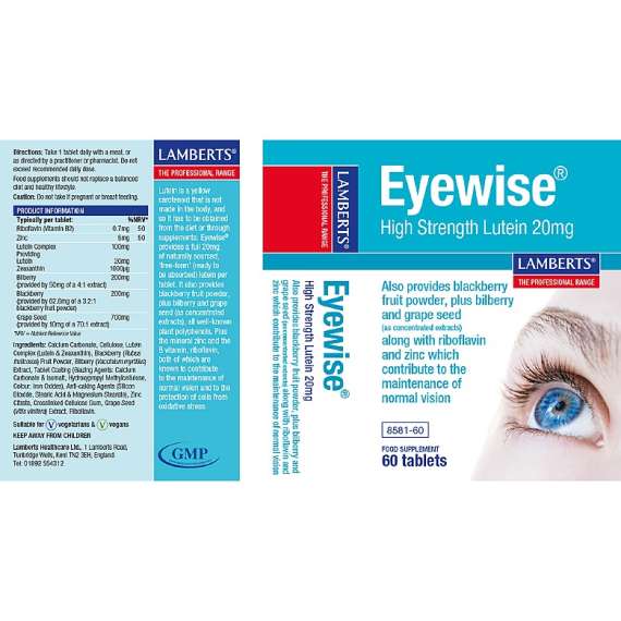 Buy Lamberts 20mg Eyewise High Strength Lutein 60 Tablets Supplement in [storefront]
