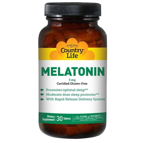 Buy Country Life 3mg Melatonin 30 Tablets Supplement in [storefront]