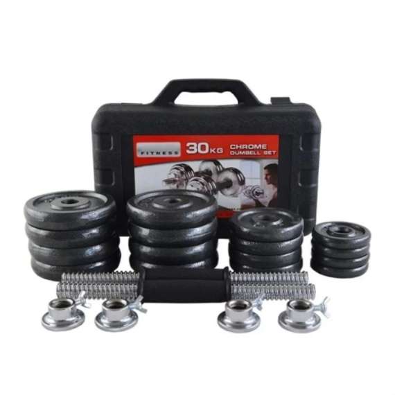 Buy Chrome 30KG Dumbbell Set with Connector & Carrier Case in [storefront]