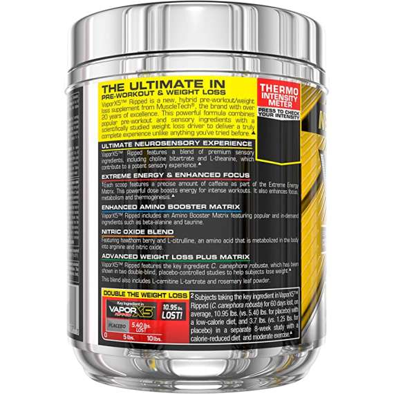 Buy MuscleTech Performance Series Vapor-X5 Ripped 206g Pre-Workout 30 Servings Supplement in [storefront]