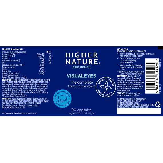 Buy Higher Nature Visual Eyes 30 Capsules Supplement in [storefront]