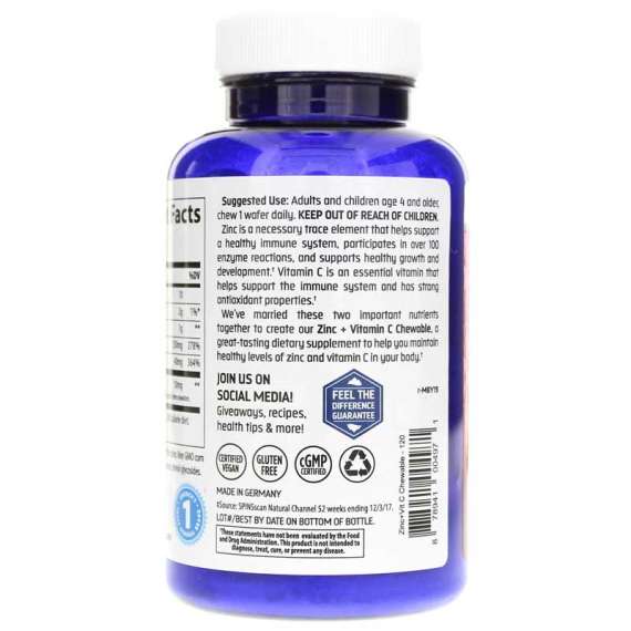 Buy Trace Minerals Zinc and Vitamin C 60 Chewable Raspberry Wafers in [storefront]