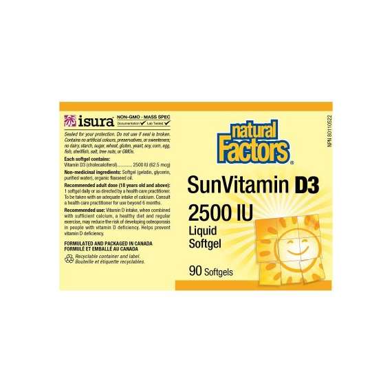 Buy Natural Factors 2500IU Vitamin D3 180 Softgels in [storefront]