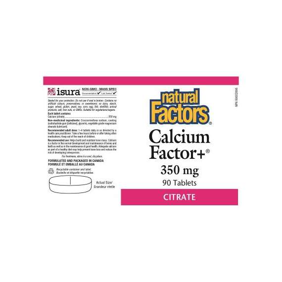 Buy Natural Factors 350mg Calcium Factor+ 90 Tablets in [storefront]