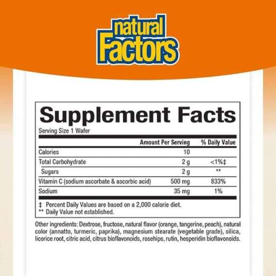 Buy Natural Factors 500mg 90 Vitamin C Chewable Wafers in [storefront]