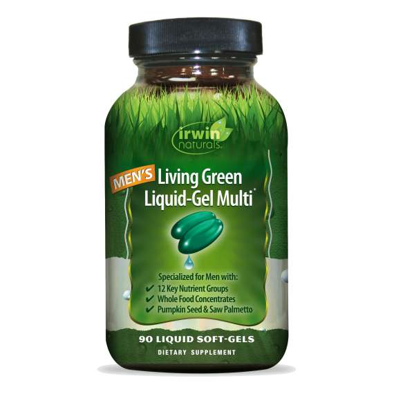 Buy Irwin Naturals Men's Living Green Liquid-Gel Multi 90 Liquid Sotfgels in [storefront]