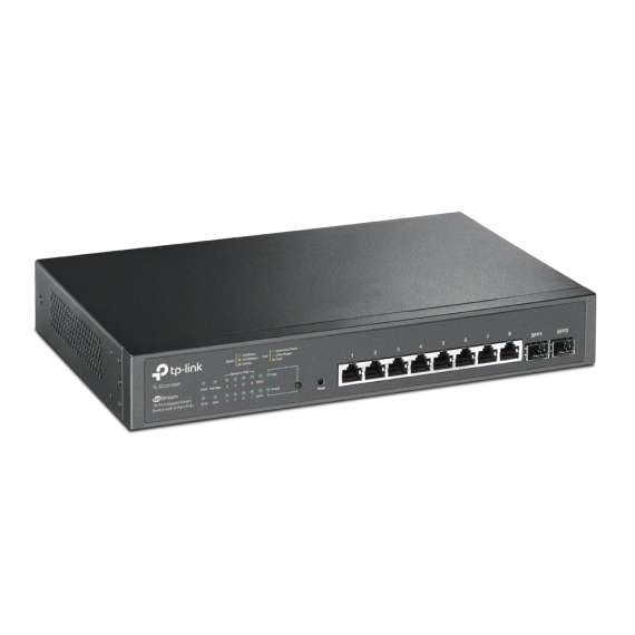 Buy TP-Link JetStream 10 Port Gigabit Smart Switch with 8 PoE+ Ports and 2 Gigabit SFP Slots in [storefront]