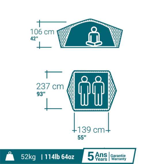 Buy Quechua  MH500  Fresh & Black 2 Person Roof Tent in [storefront]