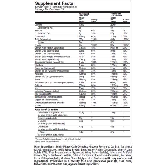 Buy Muscletech 6Lb Masstech Extreme 2000 High Protein Mass Gainer Supplement in [storefront]