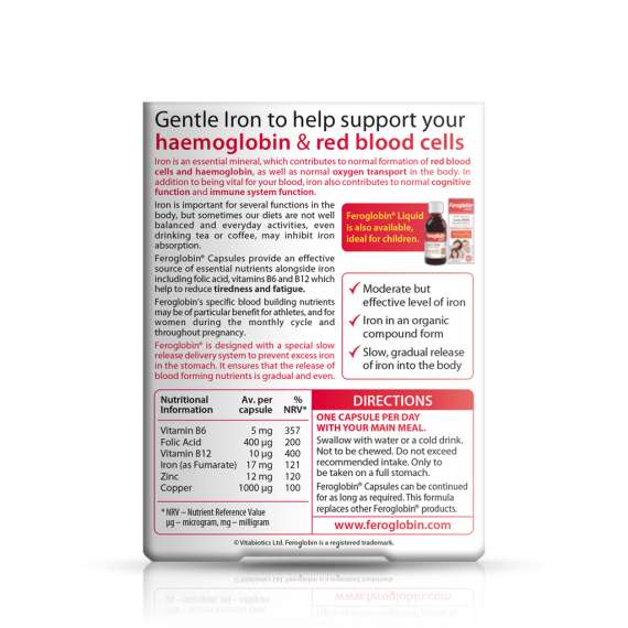 Buy Vitabiotics Feroglobin 30Capsules Supplement in [storefront]