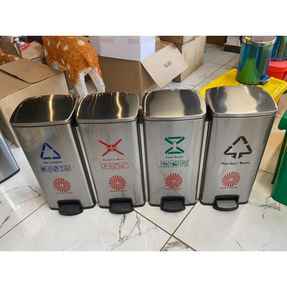 Buy Sunpower 120Litre Four Compartment Stainless Steel Classified Dustbin in [storefront]