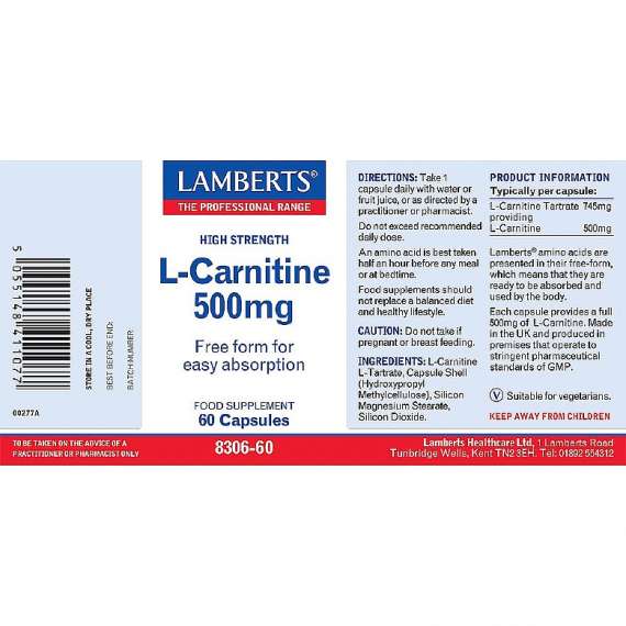 Buy Lamberts 500mg L Carnitine 60 Capsules Supplement in Kenya