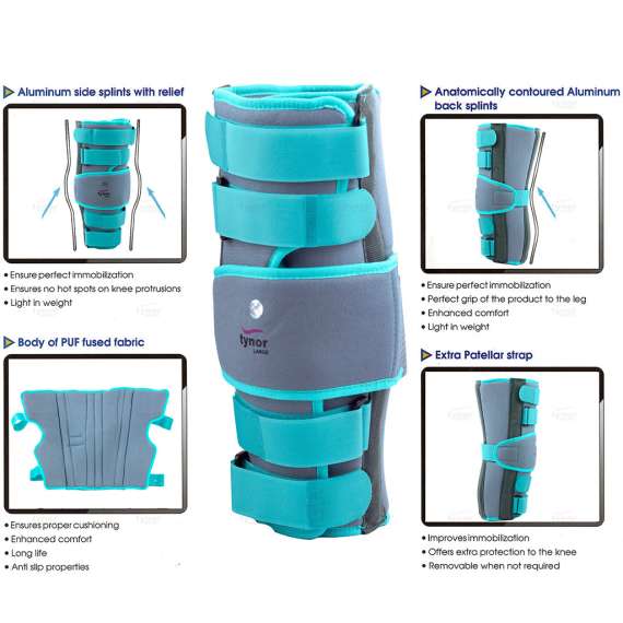Buy Tynor 14inch Long Knee Immobilizer Support, Size: Large in [storefront]