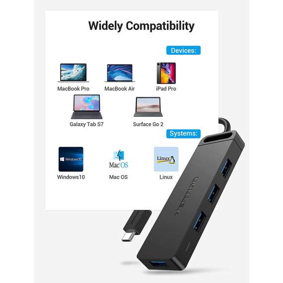 Buy Vention USB C to 4 Port USB 3.0 Hub in [storefront]