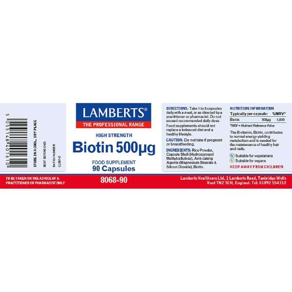 Buy Lamberts Biotin 500µg 90 Capsules Supplement in [storefront]
