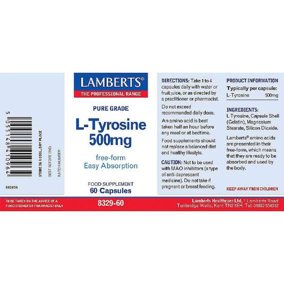 Buy Lamberts 500mg L Tyrosine 60 Capsules Supplement in [storefront]
